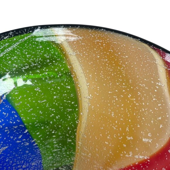 Millefiori Murano Hand Blown Italian Art Glass Large Centerpiece Bowl Rainbow - Picture 4 of 11